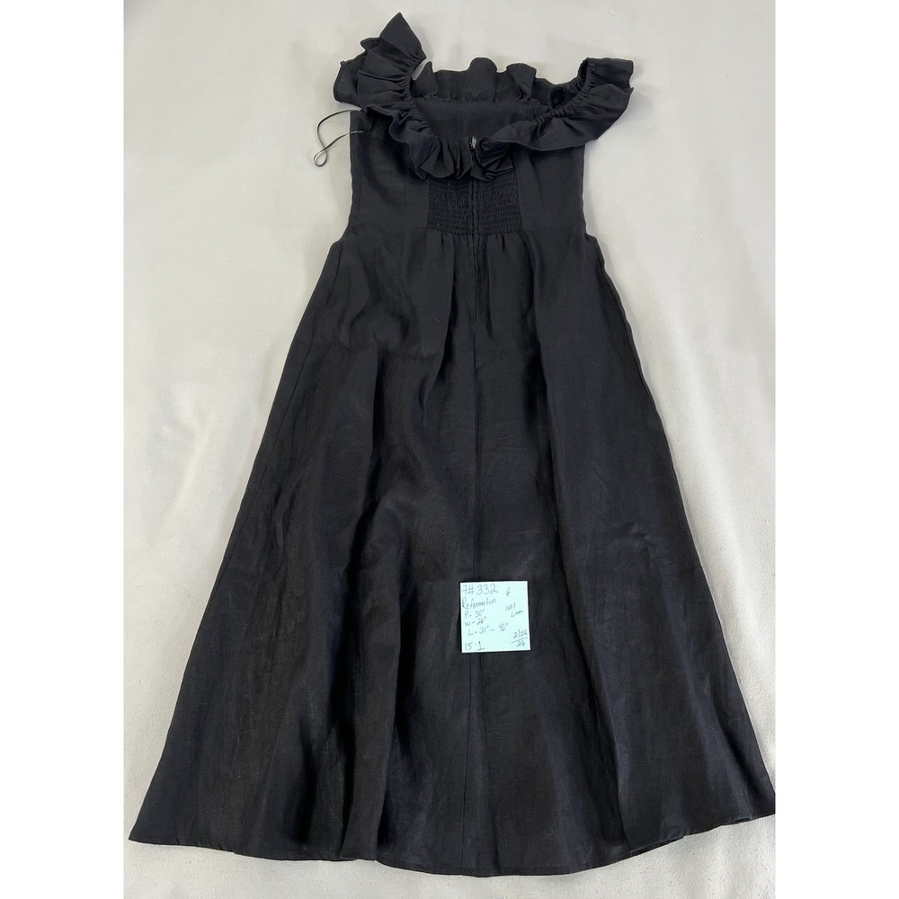 Reformation Women's Amethyst Linen Midi Dress Black Sz‎ 6 - Picture 11 of 14